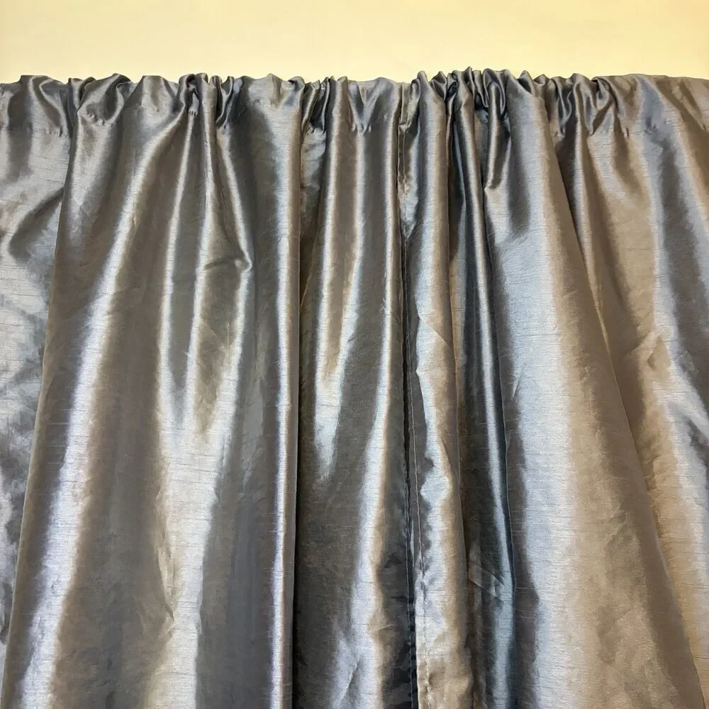 Metallic Gray Floor Length 36”x 84” Plain Rod Pocket Panel Curtains Set Of 2